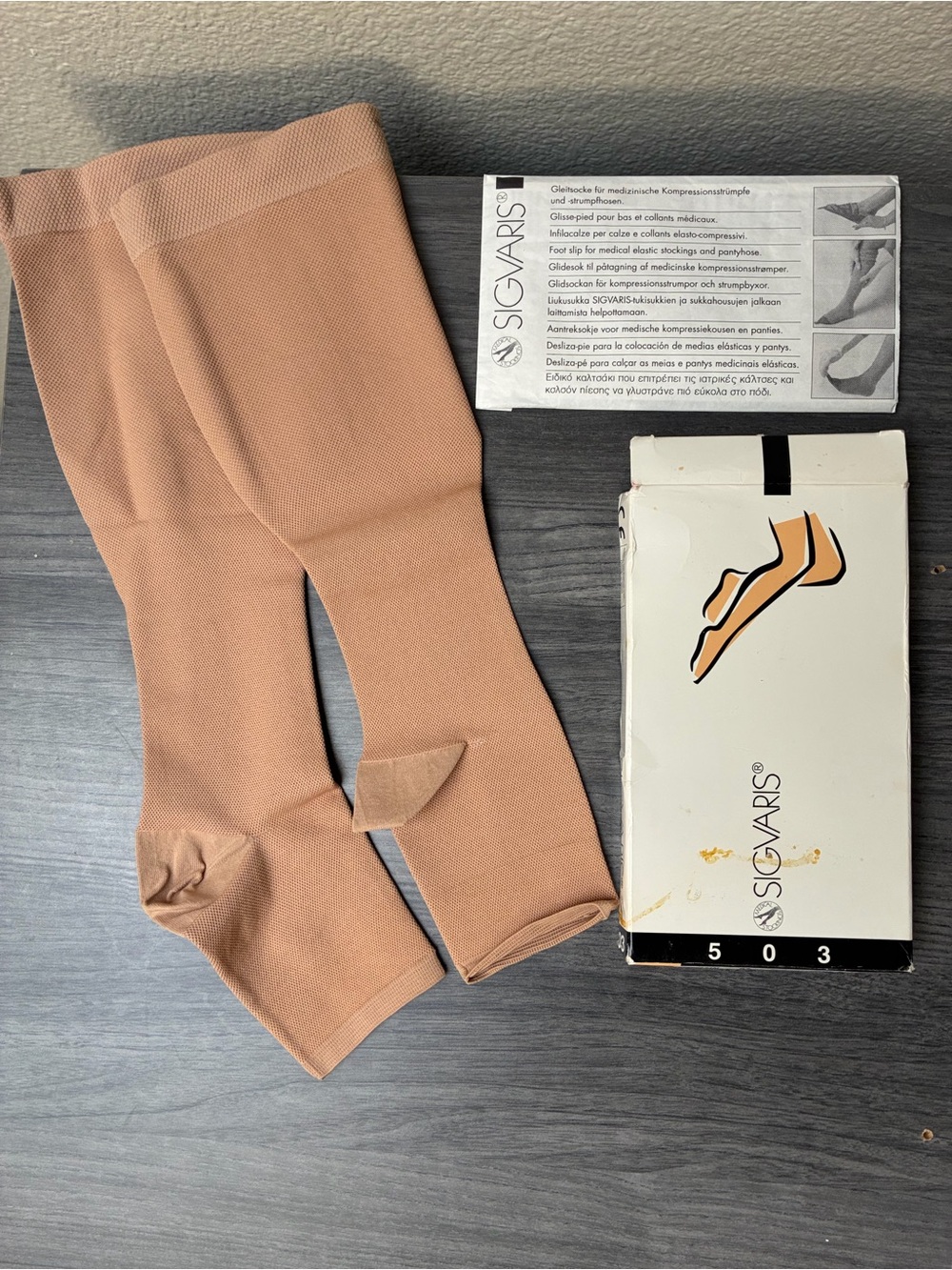 New SIGVARIS Women's Compression Socks, 503 CCL 2, Beige - Medium Plus Short
